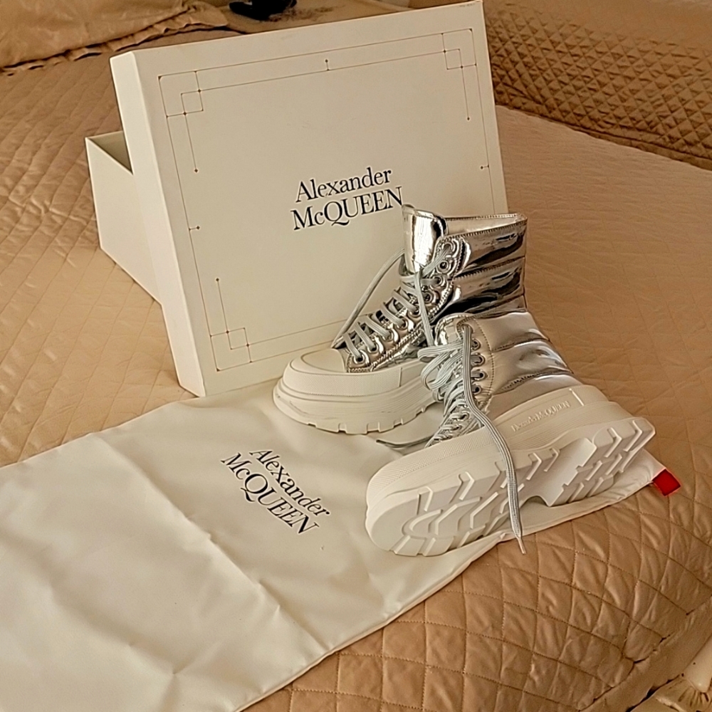 Alexander McQueen silver High Tops